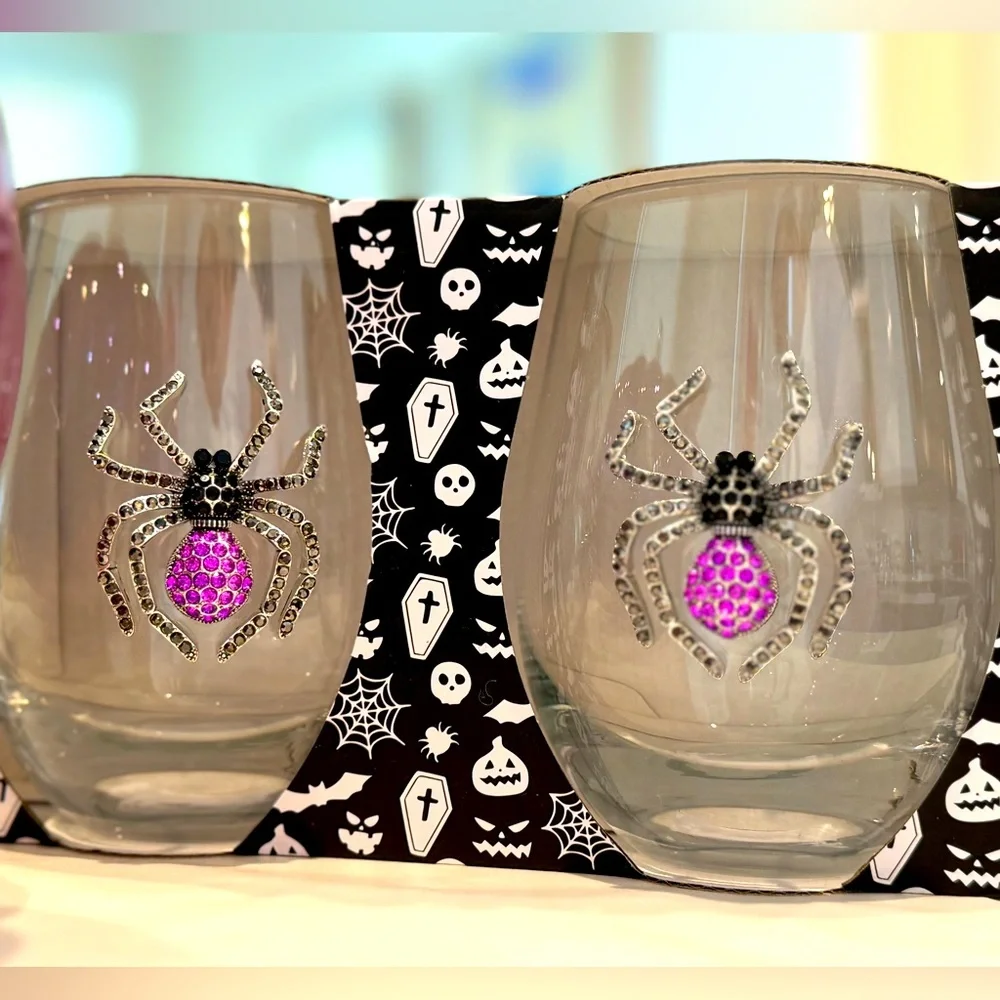 Crystal Spider Stemless wine glasses